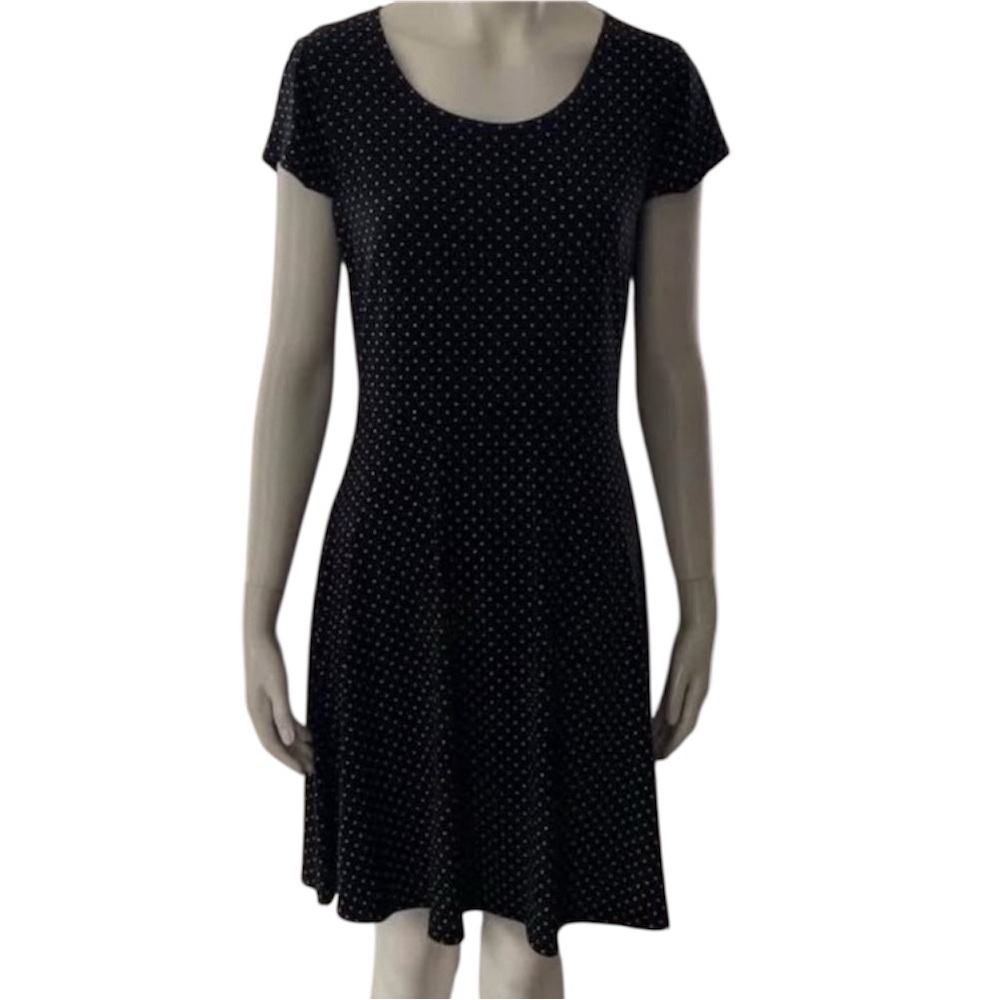 Michael Kors Black Polka Dot Dress with Zipper, Medium size.